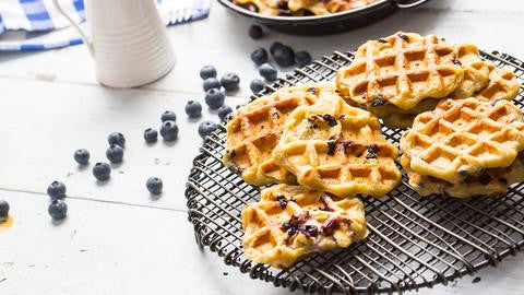 Blueberry Buttermilk Protein Waffles and Pancakes