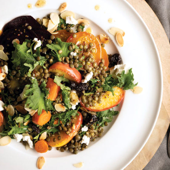 Roasted Beet, Apple, and Lentil Salad with Warm Maple Dressing