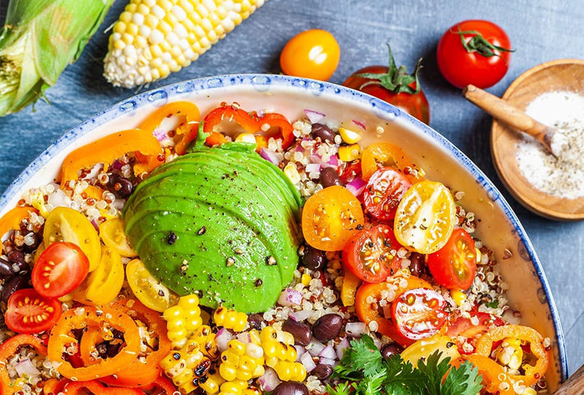 Corn and Quinoa Salad With A Cilantro Jalapeño Lime Dressing