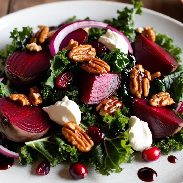 Roasted beet and kale salad with cranberries