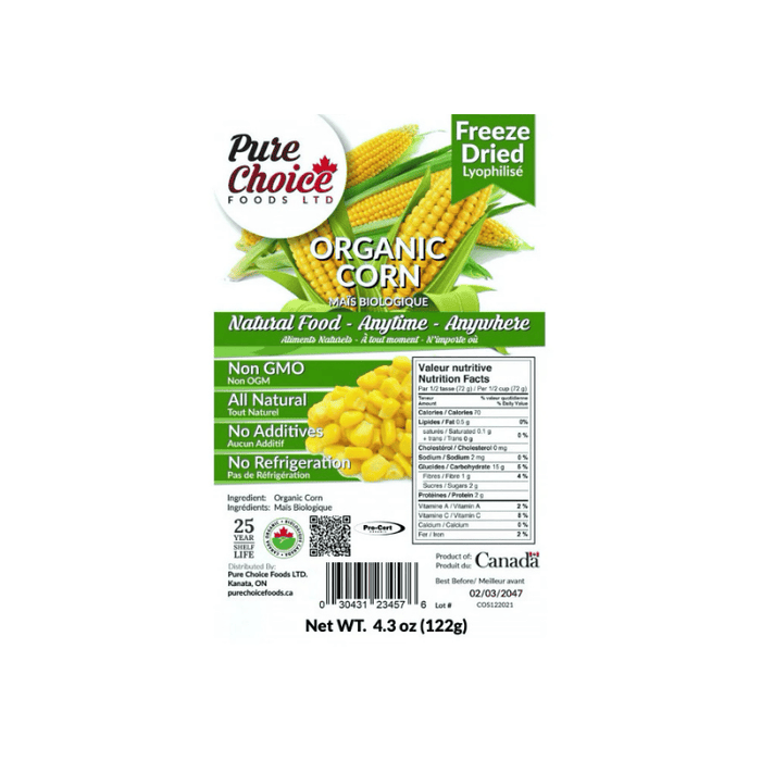 Pure Choice Freeze Dried Corn Organic 122g