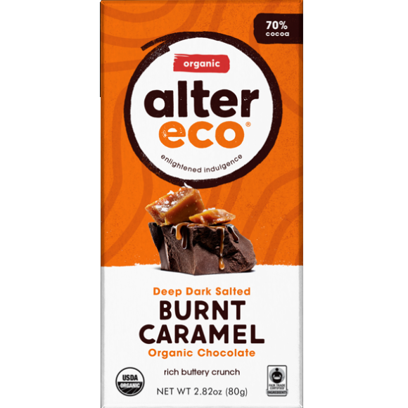 Alter Eco Burnt Chocolate Bar Salted Caramel Dark 80g