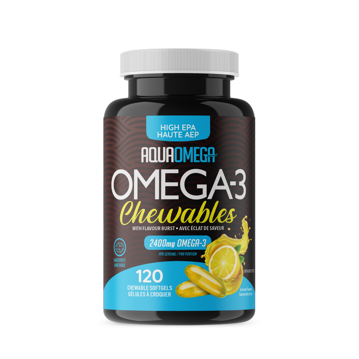 Aquaomega Fish Oil High EPA OMEGA-3 2400mg Lemon 120 chewtabs