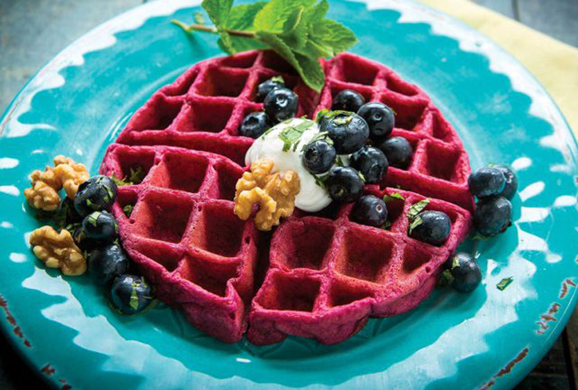 Beet and Blueberry Waffles