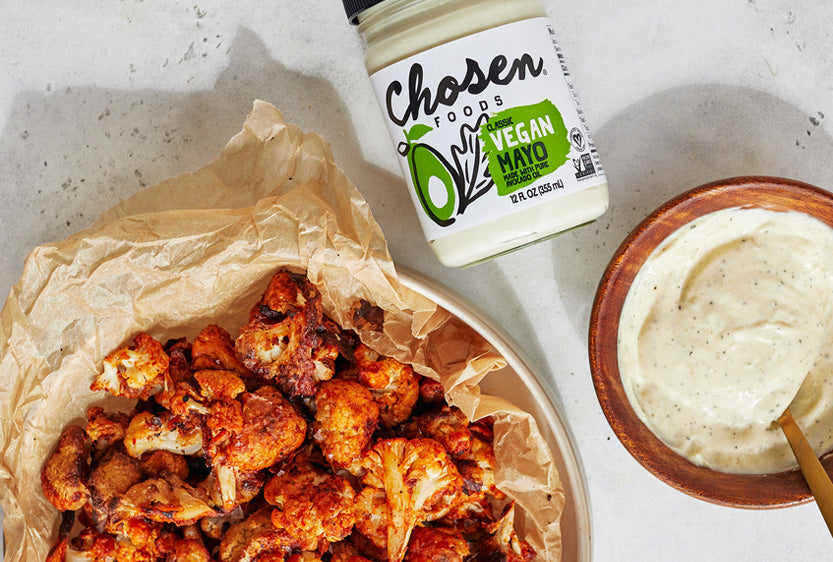 Crispy Spiced Cauliflower Wings with Vegan Ranch Dipping Sauce