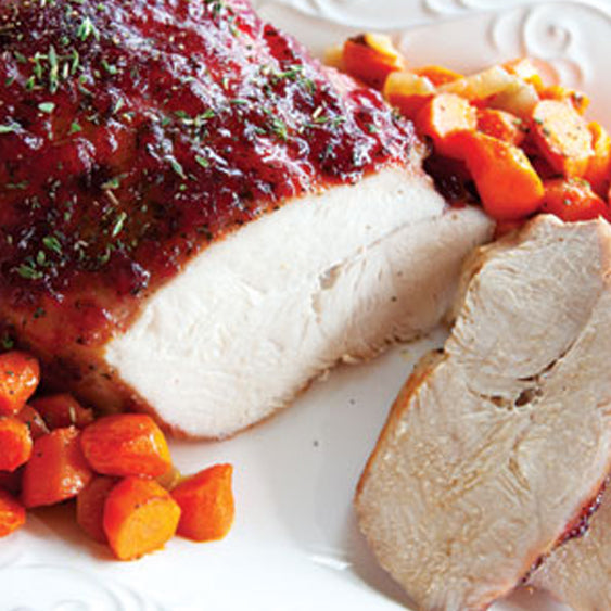 Cranberry Glazed Turkey Breast with Roasted Carrots
