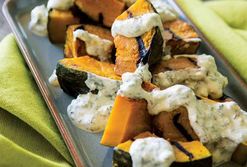 Grilled Pumpkin with Mexican Cheese Sauce
