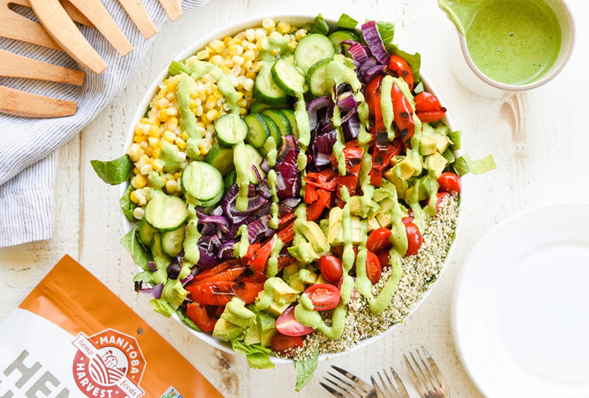 Grilled Vegetable Salad with Vegan Hemp Pesto Dressing
