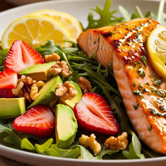 Wild Lemon-Herbed Salmon with Strawberry & Arugula Salad
