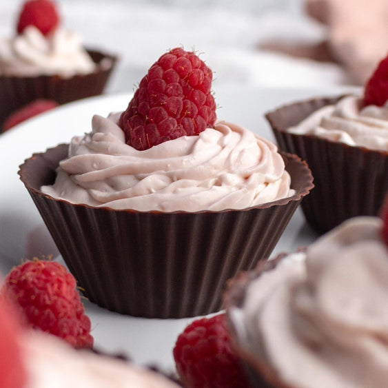 Keto Raspberry Chocolate Mousse Cups