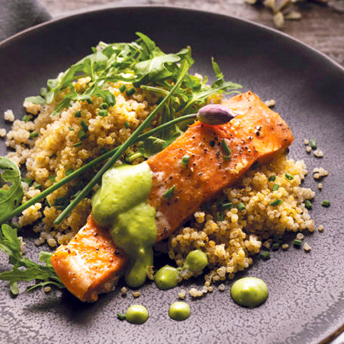 Slow Roasted Salmon with Cultured Avocado Sauce