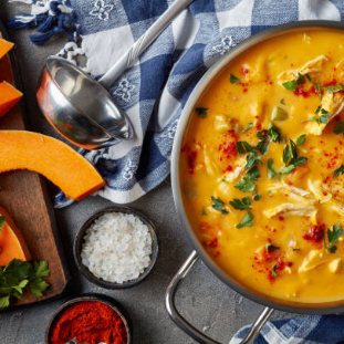 Lemon-Ginger Autumn Squash & Chicken Soup