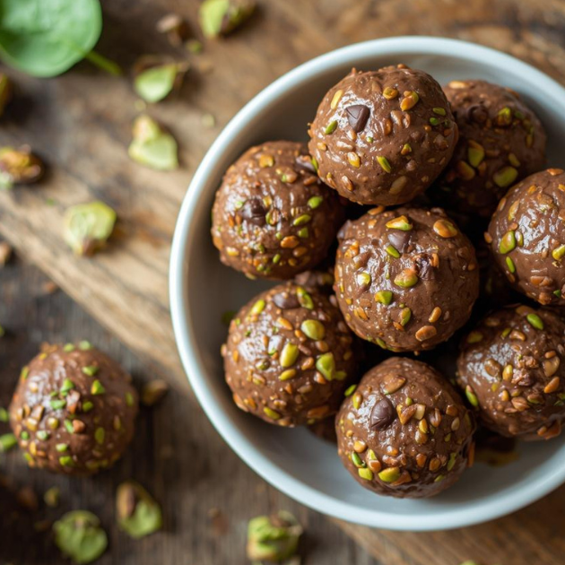 Dark Chocolate Pistachio Green Energy Bites