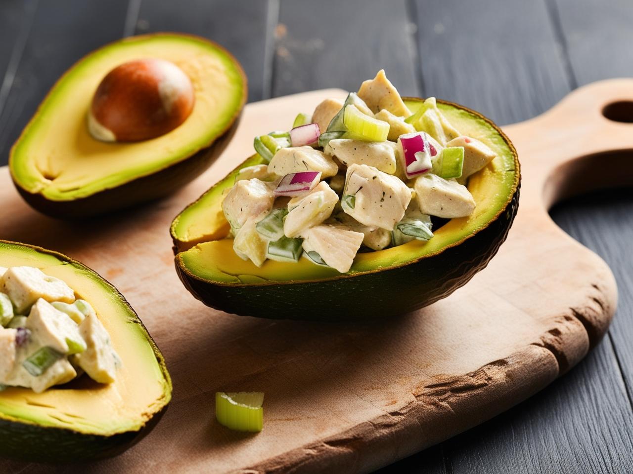 Chicken salad stuffed avocado