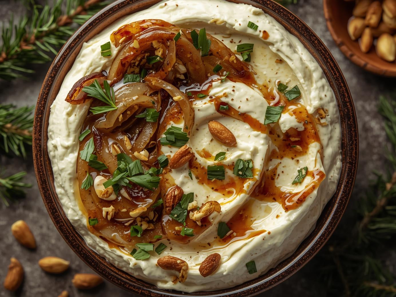 Warm Roasted Garlic & Caramelized Onion Cashew Cheese Spread