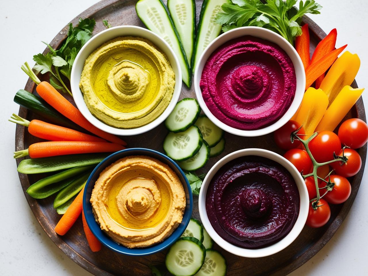 Garlic Hummus 4 Ways