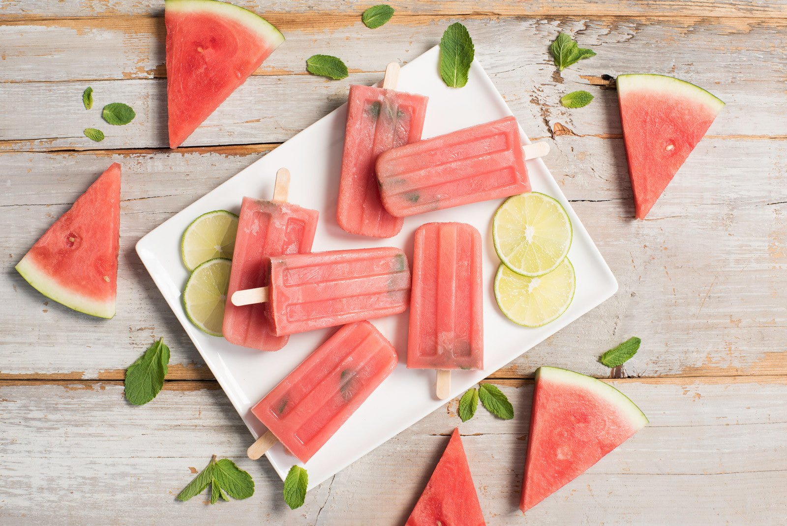 Creamy Watermelon Ice Pops with Mint