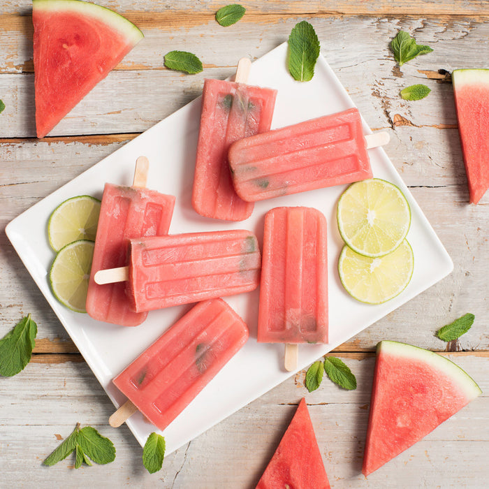 Creamy Watermelon Ice Pops with Mint