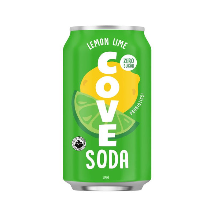 Cove Soda Gut Healthy Lime Lemon 355ml