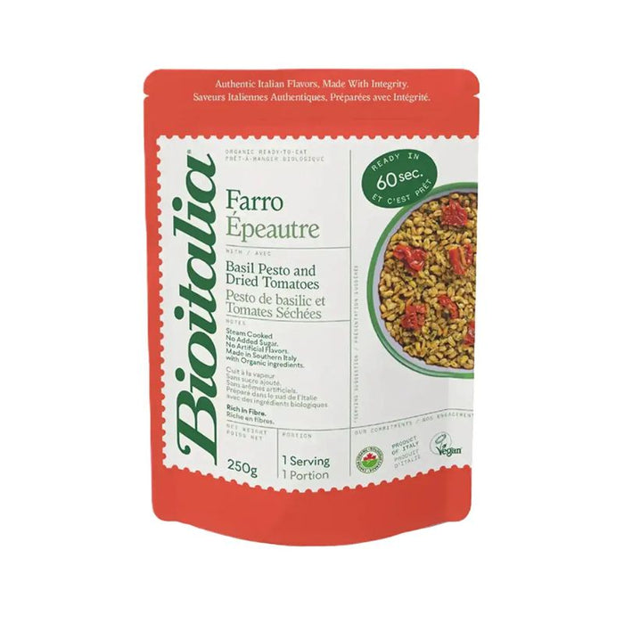 Bioitalia Ready To Eat Organic Farro Basil & Dried Tomatoes 250G