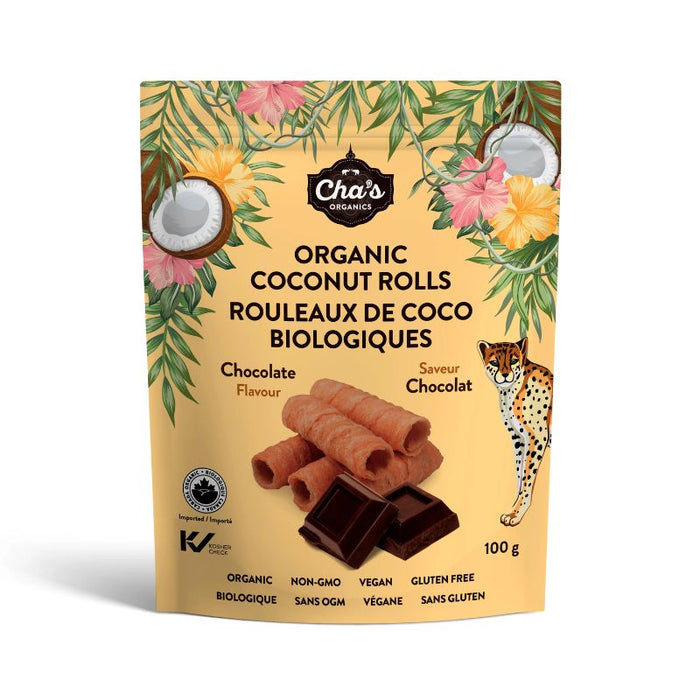 Cha's Organics Coconut Rolls Chocolate 100g