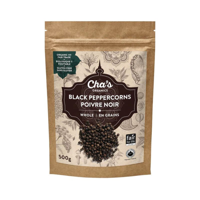 Cha's Organics Spice Black Pepper Whole 500g
