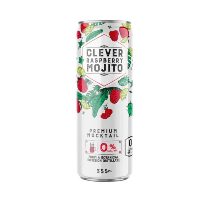 Clever Mocktails Raspberry Mojito O Sugar 355 ML
