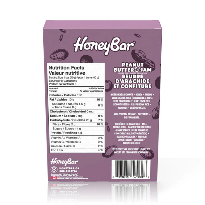 Honeybar Peanut Butter & Jam 5 bars