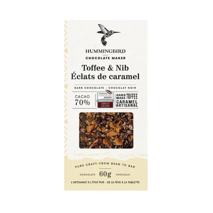 Hummingbird Chocolate Bar Toffee & Nib 60G