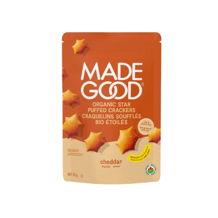 Made Good Organic Star Puffed Crackers Cheddar Flavour 121g