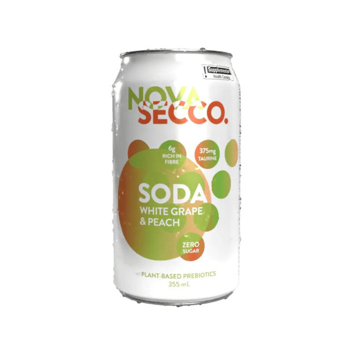 Novasecco Prebiotic Soda White Grape & Peach 355ml