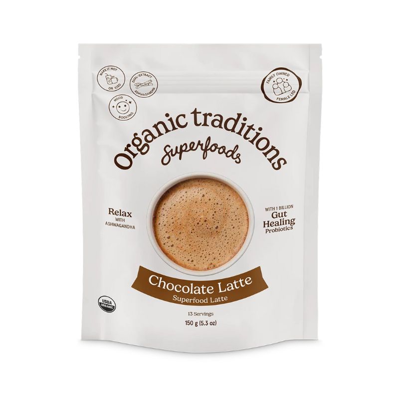 Organic Traditions Latte Chocolate with Ashwaganda and Probiotics