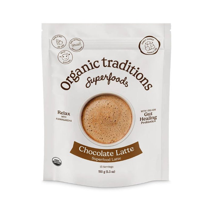 Organic Traditions Latte Chocolate with Ashwaganda and Probiotics 150g
