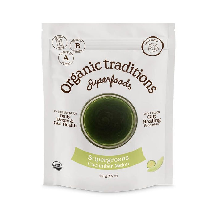 Organic Traditions Supergreens - Cucumber Melon 100g