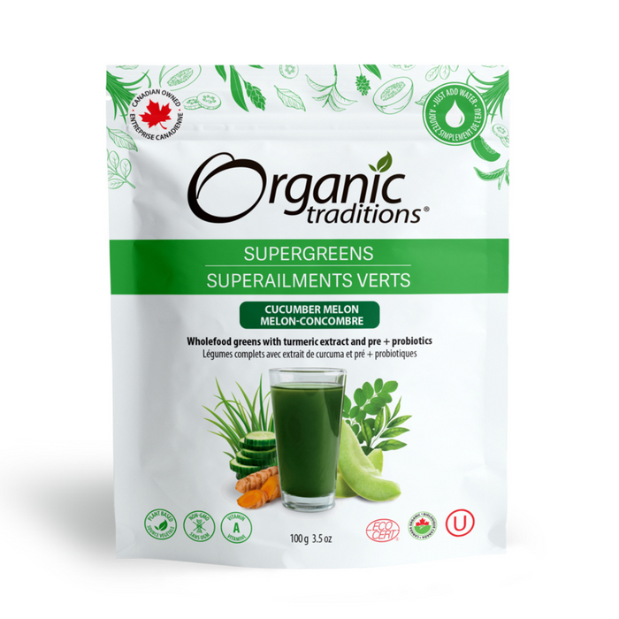 Organic Traditions Supergreens - Cucumber Melon 100g