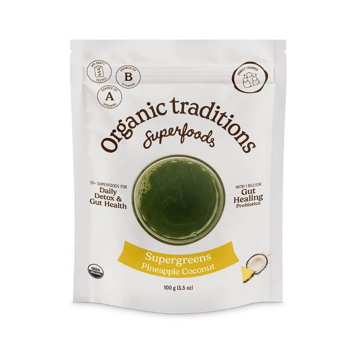 Organic Traditions Supergreens - Pineapple Coconut 100g