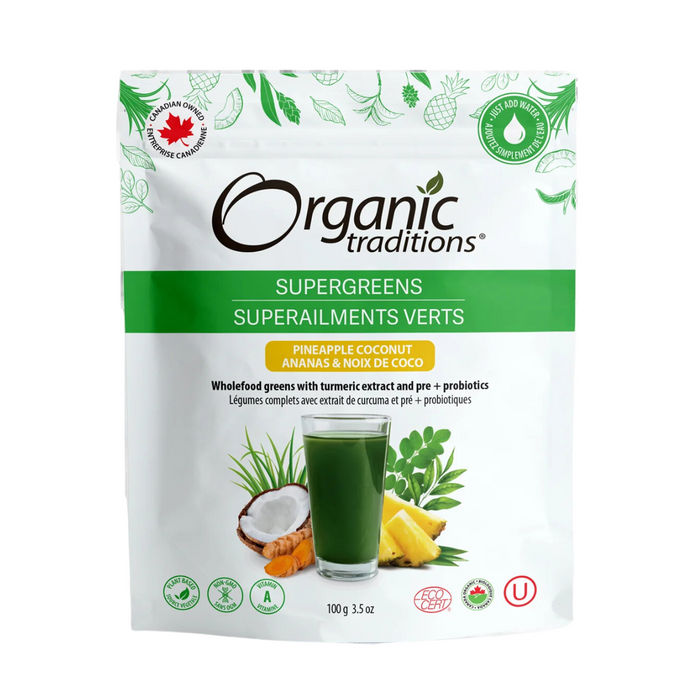 Organic Traditions Supergreens - Pineapple Coconut 100g