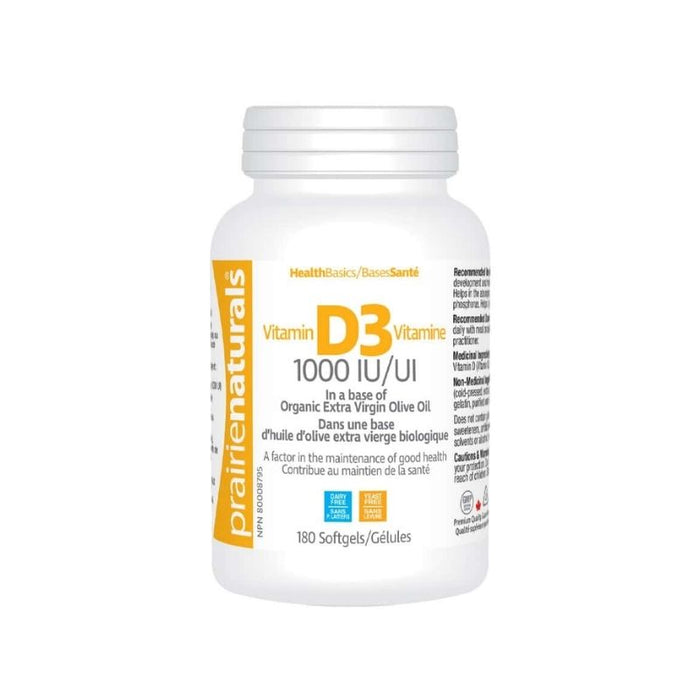 Prairie Naturals Vitamin D3 1000Iu 180 softgels