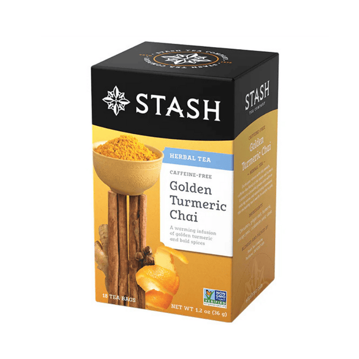 Golden Turmeric Chai Herbal Tea Caffeine-Free Stash 18 Tea Bags