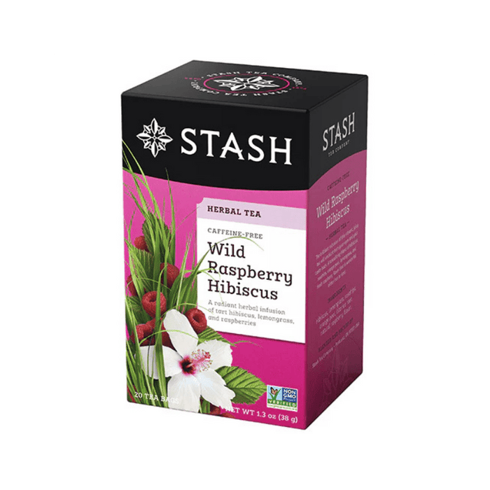 Wild Raspberry Hibiscus Herbal Tea Caffeine-Free Stash 20 Tea Bags