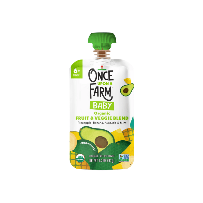 Once Upon A Farm Baby Fruit & Veggie Blend Pineapple, Banana, Avocado & Mint 91g