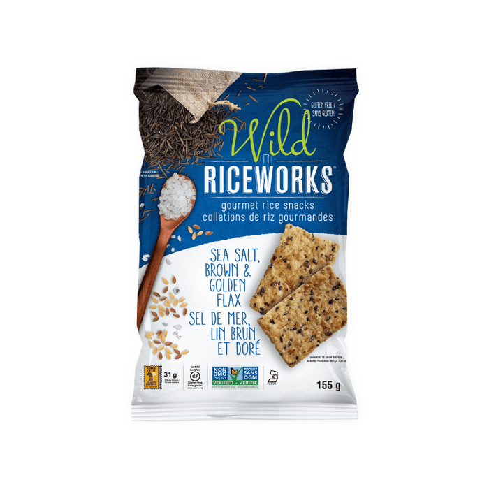 Riceworks Sea Salt, Brown & Golden Flax Snacks 155g