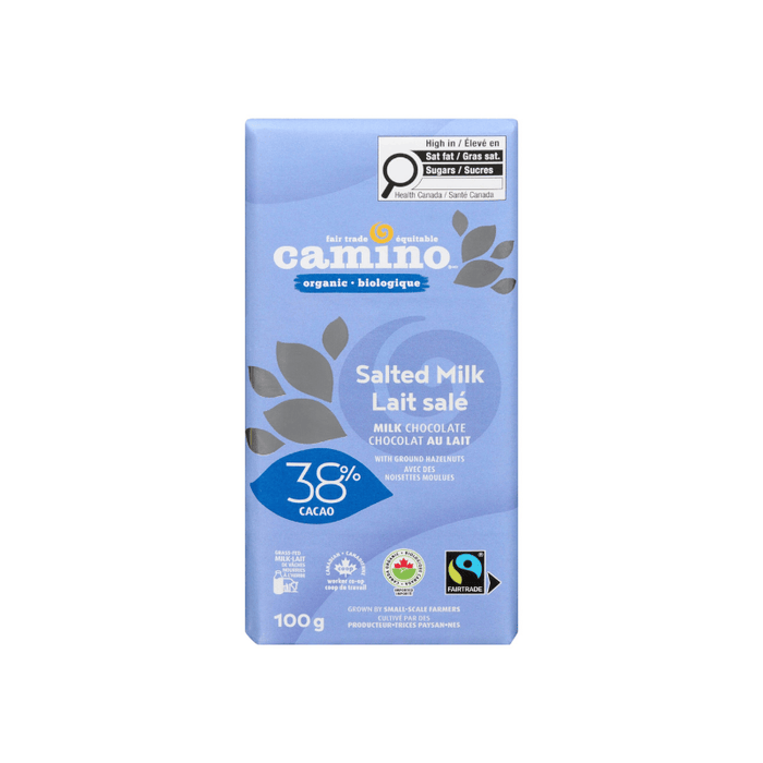 Camino Chocolate Bar Milk with Sea Salt 38% Dark 100g