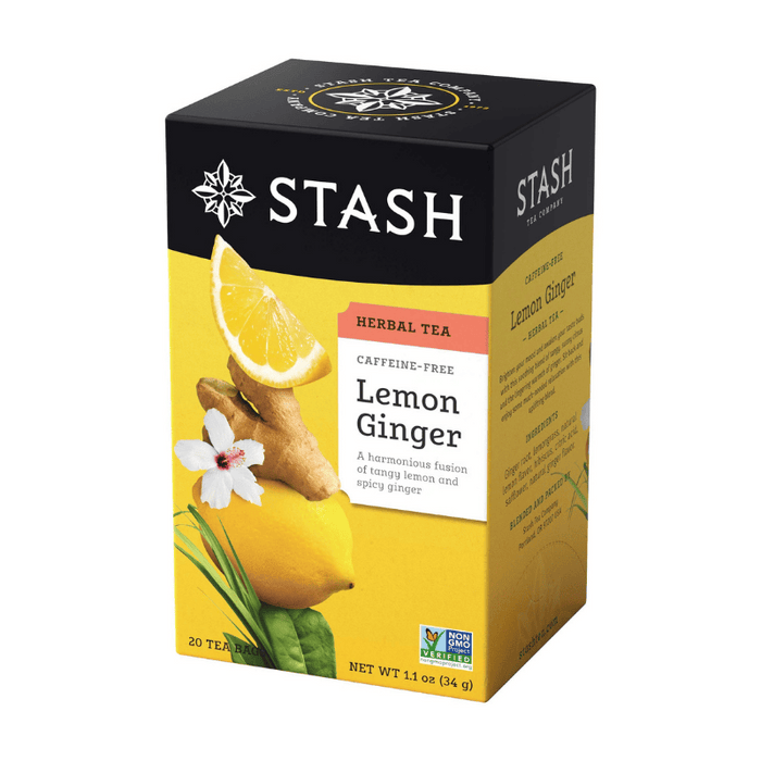 Stash Herbal Tea Lemon Ginger Caffeine- Free 20 Tea Bags