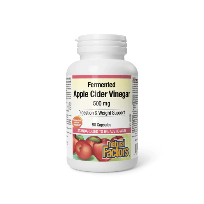 Fermented Apple Cider Vinegar 500 mg Natural Factors 90 Capsules