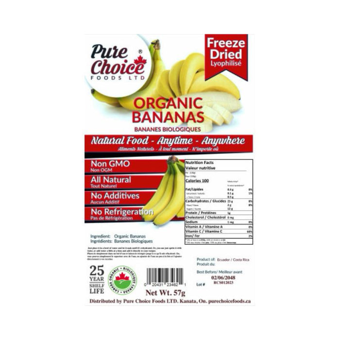 Pure Choice Freeze Dried Bananas Org 56G