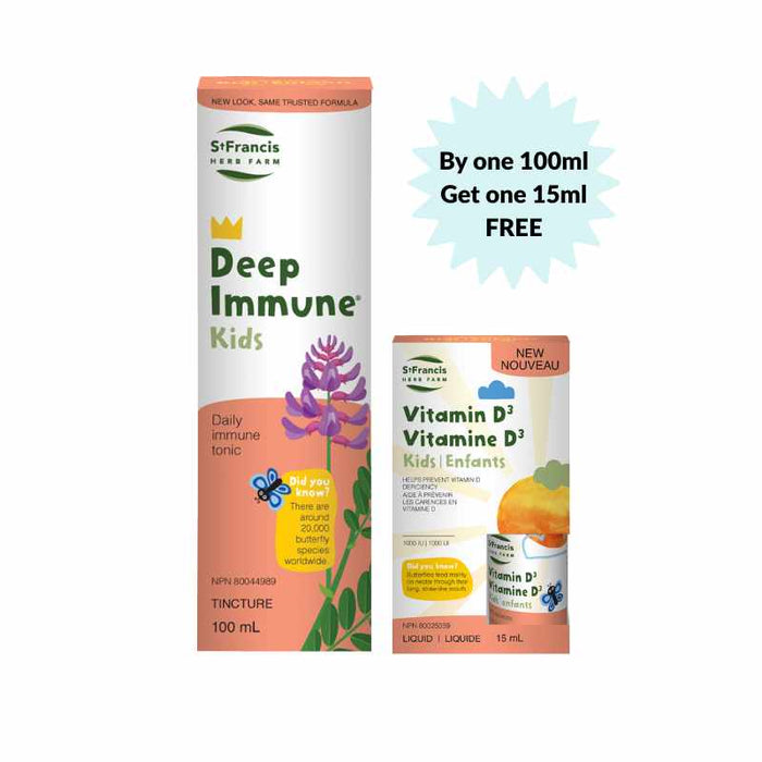 St Francis Deep Immune Kids 100 ml Bogo + Vitamin D3 15 ml