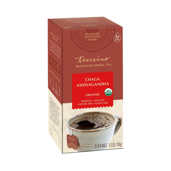 Teeccino Mushroom tea Organic Chaga Ashwaganda Butterscotch Cream