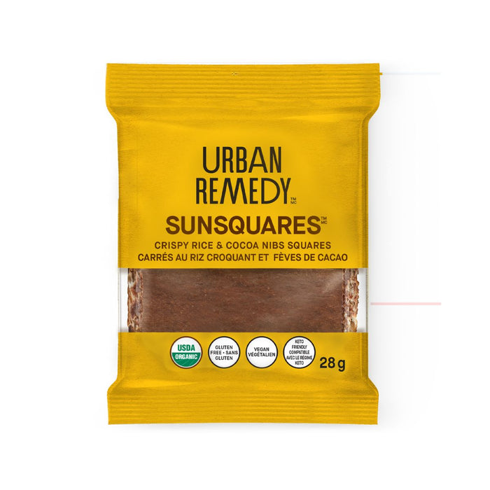 Urban Remedy Sunsquares Crispy Rice & Cocoa Nibs  28G