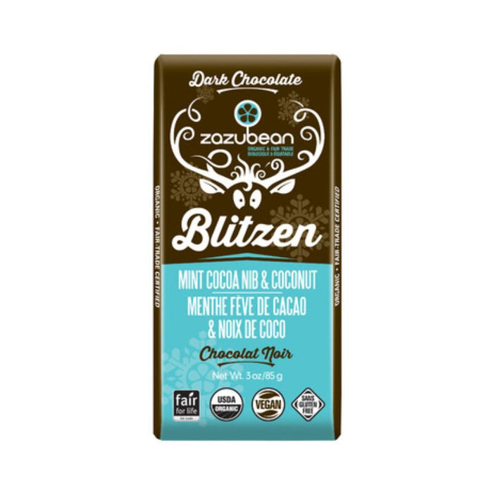 Zazubean Chocolate Bar Blitzen Mint Cacao Coconut 85g